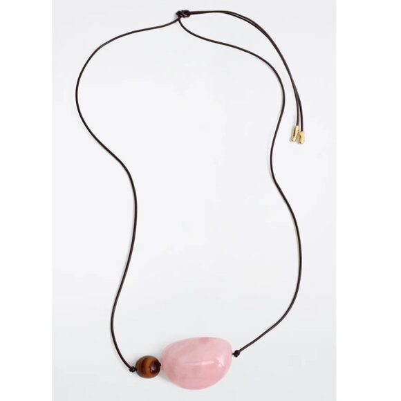 NWT COS Stone Pendant Necklace Pink Blush Stone - Picture 1 of 3